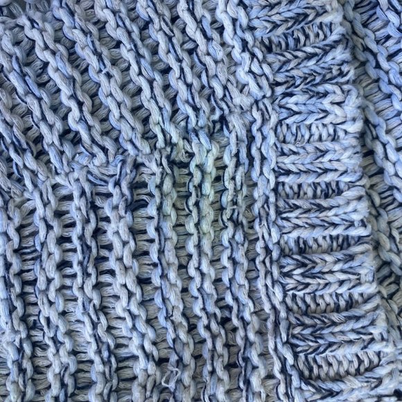 Cream Brand Lightweight Sweater W/Sheer Back Size Large Blue/Cream - Picture 7 of 11